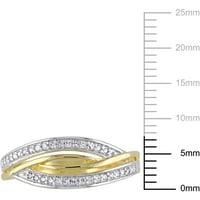 Dvobojni prsten od sterling srebra u križnom uzorku s dijamantom u karatima