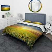 DesignArt 'Beauty Sunset Over Sunflowers Field' Tradicionalni set pokrivača