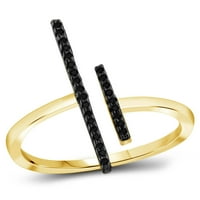 Jewelersclub 14K Zlatni srebrni naglasak crni dijamant Otvoreni prsten za žene