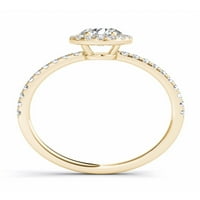 Carat T.W. Dijamantni pojedinačni halo 14KT zaručnički prsten od žutog zlata