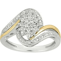 Modni dijamantni prsten od 10 karatnog bijelog i žutog zlata