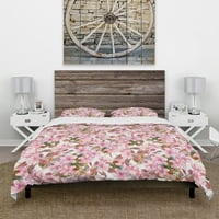 DesignArt 'Pink cvjetanje tropskog cvijeća' Sažetak set pokrivača