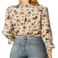 Jedinstveni prijedlozi Ženska ležerna bluza s cvjetnim volanima s leptir mašnom na vratu dugih rukava