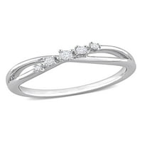 Miabella Ženska karat T.W. Dijamantni sterling srebrni crossover obećanje prsten