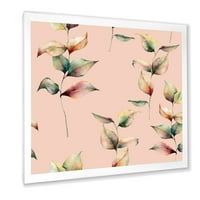 DesignArt 'jesenski ružičasti listovi s granom na tradicionalnom uokvirenom umjetničkom printu pastelnih boja