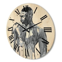 Designart 'Portret zgodnog afričkog čovjeka na bijeloj I' moderni zidni sat