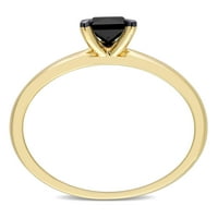 Zaručnički prsten od 14k žutog zlata u kvadratnom crnom dijamantu od 14k žutog zlata s crnim rodijem