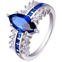 Marquise izrezan zaručnički prsten s laberom stvorio plavu safirnu veličinu 8