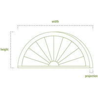 Ekena Millwork 70 W 24-3 8 H 2-3 4 P vršna kapka Sunburst arhitektonski stupanj PVC kombinacija Pediment