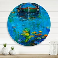 Čamac u plavim jezerima slikanje umjetničkih otisaka