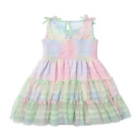 Nannette Girls Ombre tiskana Jacquard Dress haljina s mrežicom, veličine 4-6x