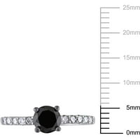 Carat T.W. Crno -bijeli dijamantski modni prsten u bijelom zlatu od 10kt