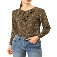 Jedinstveni prijedlozi Ženska bluza s točkicama s dugim rukavima S volanima na vratu