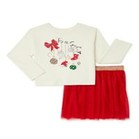 Vrijeme za odmor djevojke božićne majice dugih rukava i set suknje, 2-komad, veličine 4-18
