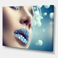 Dizajnerska umjetnost Izbliza dragulja na ženskim usnama moderni zidni tisak na platnu