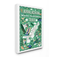 Stupell Home Decor Collection Appalachian Trail Maine do Georgia Green ilustrirano Scenic Map plakat platno zidna