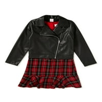 Wonder Nation Girls Moto jakna i haljina, dvodijelni odjevni set, veličine 4- & Plus