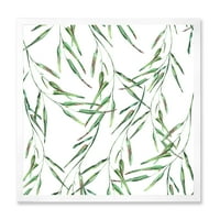 DesignArt 'tropska zelena lišća na bijeloj boji u ljeto ii' tropska uokvirena umjetnički tisak