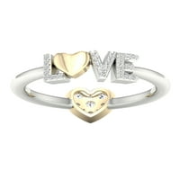 Imperial 1 5CT TDW Diamond S sterling Silver Heart Love Band - Žuto