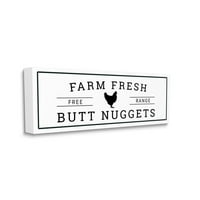 Stupell Home Décor Farm Fresh Butt Nuggets Smiješno pileće riječi Dizajn platna zidna umjetnost od strane Susan