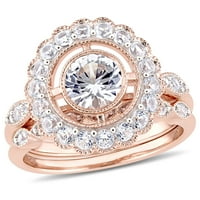 MIABELLA WOMANS 2- CArat T.G.W. Stvoren bijeli safir 10kt ružičasto zlato vjenčanje i zaručnički prsten set