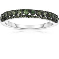 Carat T.W. Zeleni dijamantni srebrni modni prsten