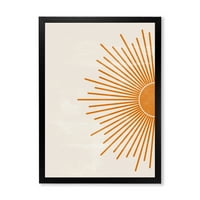 DesignArt 'Orange Sun Print na Beige I' Moderni uokvireni umjetnički tisak