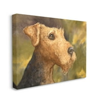 Industrije Airedale terijer pse akvarel za kućne ljubimce Portret zeleno smeđe slikanje platna umjetnički tisak