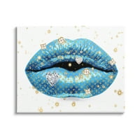 Stupell Industries Diamond Nakit Glam Detalji Bold Blue Lips Canvas Wall Art, 36, dizajn Madeline Blake