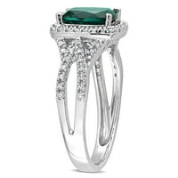 Miabella Women's CT stvorio je smaragdni modni karat dijamant 10kt bijelo zlato halo koktel prsten