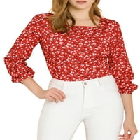 Jedinstvene ponude ženske elegantne retro kvadratne cvjetne bluze cvjetni dugi rukavi