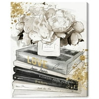 Wynwood Studio Fashion and Glam Wall Art Canvas ispisuje 'Životni stil cijeli dan Luxe' Knjige - Zlato, sivo