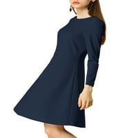 Jedinstvene ponude ženska haljina s dugim rukavima Okrugli vrat A-Line haljina