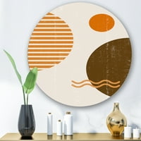 DesignArt 'Sažetak minimalni mjesec i sunce u tonovima zemalja III' Moderni krug metal zida - disk od 11