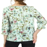 Jedinstveni prijedlozi Ženska bluza s cvjetnim printom s leptir mašnom s boho dekolteom u obliku slova B i volanima