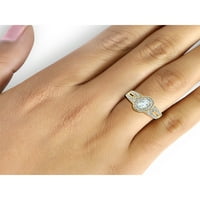 0. Carat T.G.W. Akvamarinski dragulj i naglasak bijeli dijamantski ženski prsten