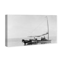 Wynwood Studio Nautical and Coastal Wall Art Canvas ispisuje 'Row the Boat' Nautic Watercrafts - Black, White