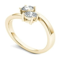 1 4CT TDW Dijamant 10K žuto zlato zaručnički prsten s dva kamena