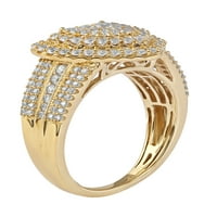 Imperijalno 14K žuto zlato 1CT TDW dijamantni srčani klaster Halo zaručnički prsten