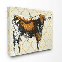 Stupell Home Décor Gold krava uzorka životinjskog uzorka Neutralno slikarstvo platno zidna umjetnost Stephanie Aguilar
