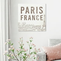 Wynwood Studio Cities and Skylines Wall Art Canvas Otisci 'Paris France' Europski gradovi - smeđa, bijela