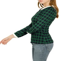 Jedinstvene ponude ženskog peter pan ovratnika puff rukava kontrastna košulja bluza