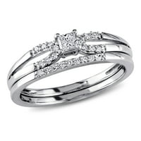 Miabella Ženska karat T.W. Princeza izrezana i okrugla dijamantni dijamant Sterling Silver Split Shidal Ring Set
