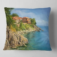 Designart Blue Summer Sea - Pejzažno slikanje jastuka za bacanje - 16x16