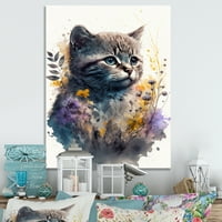 Dizajnirati slatka britanska mačka cvjetna umjetnost I platna zidna umjetnost