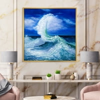 Dizajnerska umjetnost valovi koji se lome tijekom divlje plave oceanske plime, morski i Obalni zidni otisak na uokvirenom