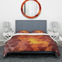 DesignArt 'Triangularna geometrija u crvenoj i narančastoj' Modern i suvremeni set pokrivača
