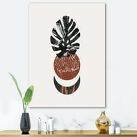 DesignArt 'Apstact tropski palmini list, minimalno sunce i mjesec ii' Moderni platno zidni umjetnički tisak