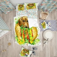 DesignArt 'Smiješni pas unutar sendviča' Modern i suvremeni prekrivač za pokriće