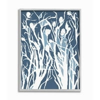 Apstraktna botanička silueta plavo-bijeli uokvireni zidni umjetnički dizajn Laurie Dubois, 16 20